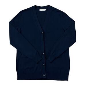Tory Burch Womens Blue Wool Cardigan Sweater Size Medium (missing button)